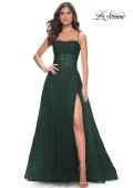 Picture of: A-line Square Neck Tulle Ballgown with Illusion Waist in Emerald, Style: 32017, Detail Picture 2