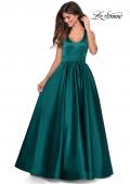 Picture of: Satin Ball Gown with Criss Cross Back and Pockets in Emerald, Style: 28281, Detail Picture 5