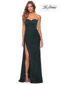 Picture of: Strapless Jersey Prom Dress with All Over Ruching in Emerald, Style: 28334, Detail Picture 3