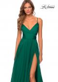 Picture of: Elegant Long Chiffon Prom Dress with Pleated Bodice in Emerald, Style: 28575, Detail Picture 3