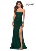 Picture of: Rhinestone Strapless Tulle Dress with Sheer Bodice in Emerald, Style: 28621, Detail Picture 3