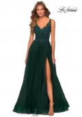 Picture of: Pretty A-line Prom Dress with Sheer Floral Bodice in Emerald, Style: 28680, Detail Picture 3