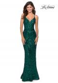 Picture of: Long Prom Dress with Intricate Sequin Lace Design in Emerald, Style: 28828, Detail Picture 3