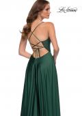 Picture of: Satin and Lace Prom Dress with Sheer Bodice in Emerald, Style 29760, Detail Picture 3