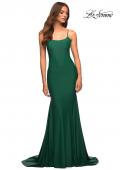 Picture of: Chic Luxe Jersey Gown with Train and V Back in Green, Style: 30458, Detail Picture 3