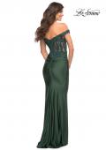 Picture of: Illusion Lace Top with Jersey Long Gown in Green, Style: 30741, Detail Picture 3