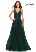 Picture of: Tulle Ball Gown with High Slit and V Neckline in Emerald, Style: 31149, Detail Picture 3
