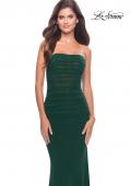 Picture of: Strapless Net Jersey Dress with Illusion Bodice in Emerald, Style: 31584, Detail Picture 3