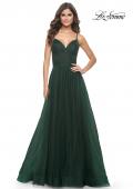 Picture of: Simple Tulle A-LIne Prom Dress with Ruched Illusion Bodice in Emerald, Style: 32130, Detail Picture 3