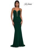 Picture of: Ruched Corset Top Prom Dress with Deep V in Emerald , Style: 32642, Detail Picture 3