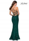 Picture of: Long Prom Dress with Intricate Sequin Lace Design in Emerald, Style: 28828, Detail Picture 4