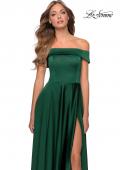 Picture of: Satin Off the Shoulder Evening Dress with Pockets in Emerald, Style: 28978, Detail Picture 4