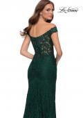 Picture of: Lace Off the Shoulder Gown with Deep V Neckline in Emerald, Style 29693, Detail Picture 4