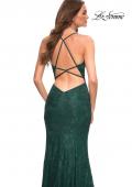 Picture of: Stretch Lace Gown with Flattering Seams at Waist in Emerald, Detail Picture 4