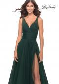 Picture of: Tulle Ball Gown with High Slit and V Neckline in Emerald, Style: 31149, Detail Picture 4
