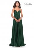 Picture of: Luxury Satin Gown with Criss Cross Bodice in Emerald, Style: 31233, Detail Picture 4