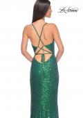 Picture of: Irridescent Sequin Long Prom Gown with Lace Up Back in Emerald, Style: 32339, Detail Picture 4