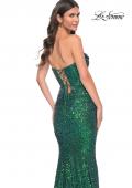 Picture of: Stretch Sequin Gown with Draped Neckline and Mermaid Skirt in Green, Style: 32340, Detail Picture 4