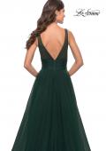 Picture of: Tulle Ball Gown with High Slit and V Neckline in Emerald, Style: 31149, Detail Picture 5