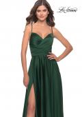 Picture of: Luxury Satin Gown with Criss Cross Bodice in Emerald, Style: 31233, Detail Picture 5