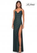 Picture of: Chic Jersey Dress with Ruching and Illusion Back in Emerald, Style: 32287, Detail Picture 5