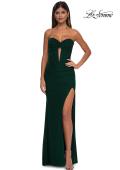 Picture of: Simple Net Jersey Prom Dress with Unique Corset Bodice in Emerald , Style: 32734, Detail Picture 5