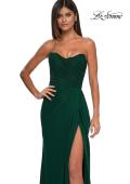 Picture of: Chic Strapless Net Jersey Evening Dress with Slit in Emerald , Style: 33116, Detail Picture 5