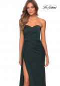 Picture of: Strapless Jersey Prom Dress with All Over Ruching in Emerald, Style: 28334, Detail Picture 6