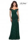 Picture of: Long Off the Shoulder Prom Dress with Lace Up Back in Emerald, Style: 28545, Detail Picture 6