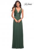 Picture of: Empire Waist Gown with Deep V Neckline in Emerald, Style: 30641, Detail Picture 6