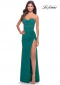 Picture of: Stunning Long Gown with Sheer Waist and High Slit in Emerald, Style: 31058, Detail Picture 6
