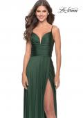 Picture of: Versatile Long Jersey Gown with V and Slit in Emerald, Style: 31090, Detail Picture 6