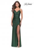 Picture of: Rhinestone Jersey Dress with Slit and Ruching in Emerald, Style: 31123, Detail Picture 6