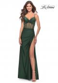 Picture of: Illusion Bodice Dress with Boning and Twist Detail in Emerald, Style: 31229, Detail Picture 6