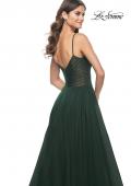 Picture of: Simple Tulle A-LIne Prom Dress with Ruched Illusion Bodice in Emerald, Style: 32130, Detail Picture 6
