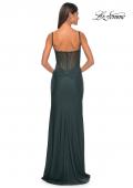 Picture of: Chic Jersey Dress with Ruching and Illusion Back in Emerald, Style: 32287, Detail Picture 6