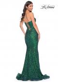 Picture of: Stretch Sequin Gown with Draped Neckline and Mermaid Skirt in Green, Style: 32340, Detail Picture 6