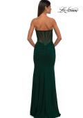 Picture of: Simple Net Jersey Prom Dress with Unique Corset Bodice in Emerald , Style: 32734, Detail Picture 6