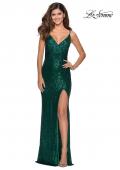 Picture of: Form Fitting Sequin Dress with Cut Out Open Back in Emerald, Style: 28616, Detail Picture 7