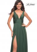 Picture of: Empire Waist Gown with Deep V Neckline in Emerald, Style: 30641, Detail Picture 7