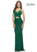 Picture of: Cut Out Long Soft Jersey Dress with Criss Cross Bodice in Emerald, Style: 31360, Detail Picture 7