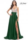 Picture of: Satin Gown with Sheer Rhinestone Bodice in Emerlad, Style: 31592, Detail Picture 2