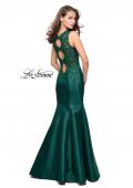 Picture of: Long Mikado Mermaid Gown with Lace Straps in Evergreen, Style: 25972, Detail Picture 2