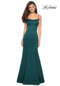 Picture of: Fitted Long Dress with Seams and Large Gold Zipper in Evergreen, Style: 27524, Detail Picture 3