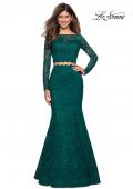Picture of: Stretch Lace Long Sleeve Two Piece Prom Dress in Forest Green, Style: 27601, Main Picture