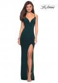 Picture of: Form Fitting Jersey Prom Dress with Criss Cross Back in Forest Green, Style: 27622, Detail Picture 2