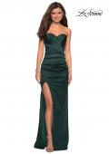 Picture of: Body Forming Strapless Satin Dress with Side Slit in Forest Green, Style: 27780, Detail Picture 4