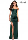 Picture of: Body Forming Strapless Satin Dress with Side Slit in Forest Green, Style: 27780, Detail Picture 6