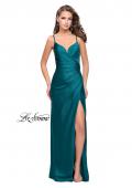 Picture of: Satin Slip Prom Dress with Strappy Back in Forest Green, Style: 25270, Main Picture