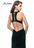 Picture of: Long Sparkling Velvet Prom Dress with Open Racer Back in Forest Green, Style: 25517, Main Picture